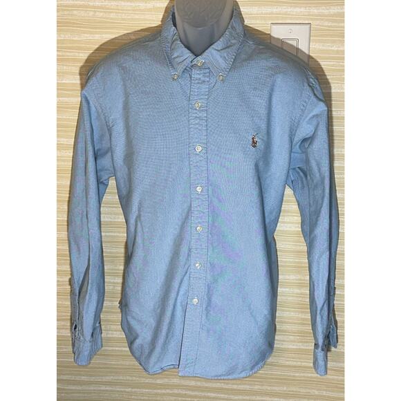 Ralph Lauren Men's Classic Fit Blue Chambray Long Sleeve Shirt XL 0616 - Picture 2 of 5